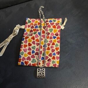 Brighton Silver Pendant Necklace with Colorful Heart Pouch